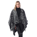 Damen Schicker Schal mit Leopardenmuster Oversize Dicker Winter Kaschmir Quasten Animal Print Schal Wrap